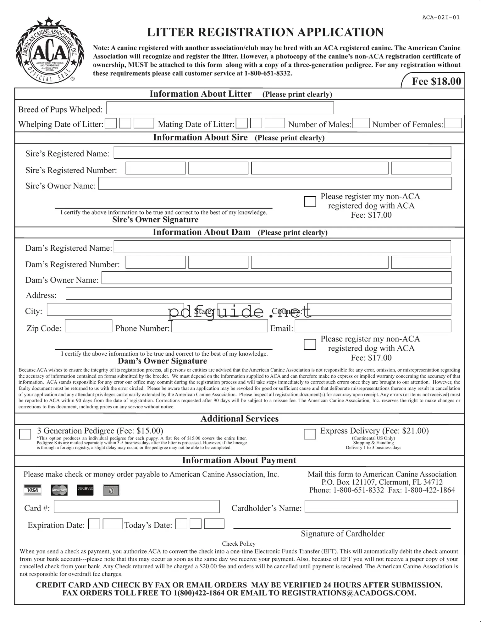 Fill Out a Valid Aca Litter Registration Form
