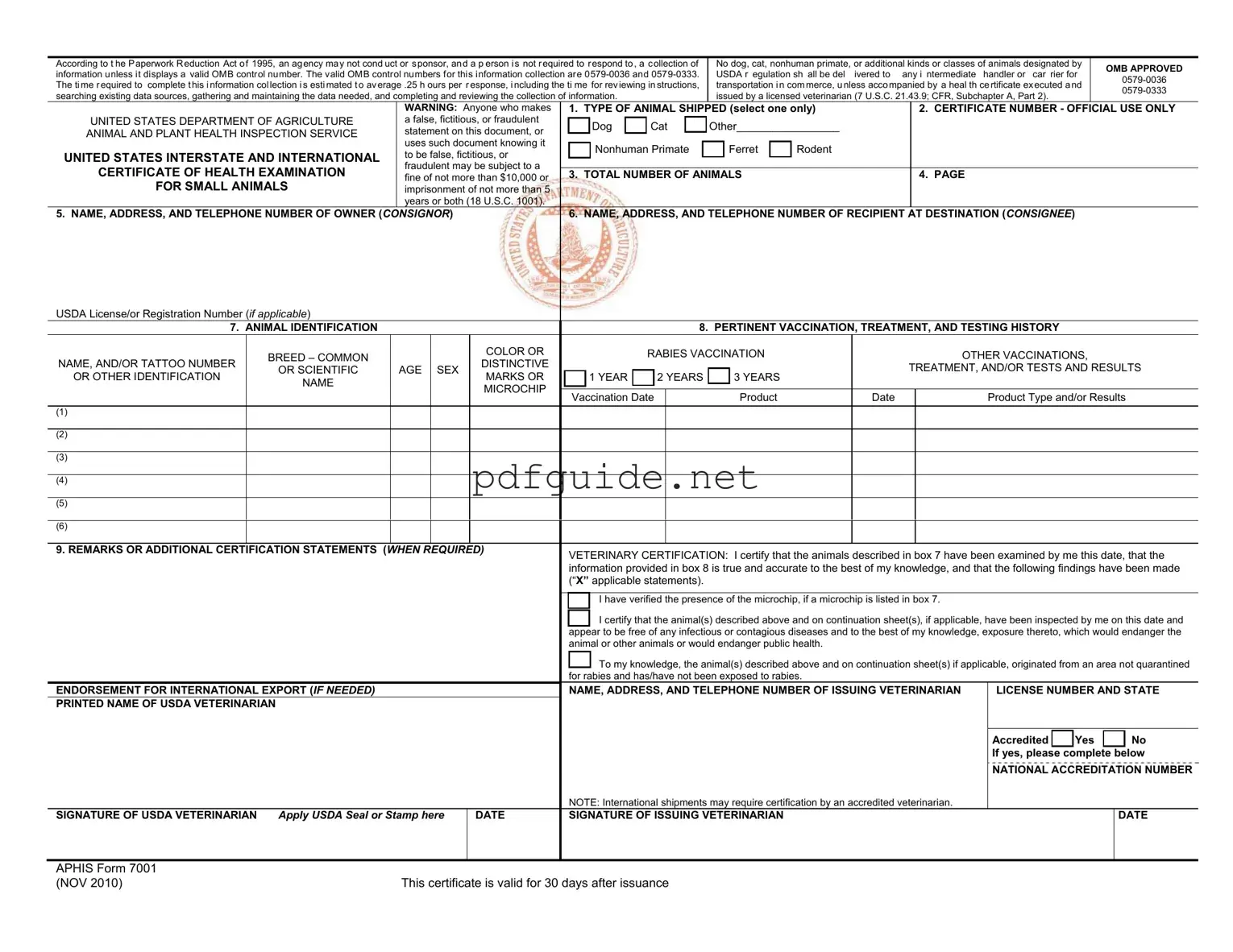 Fill Out a Valid Aphis 7001 Form