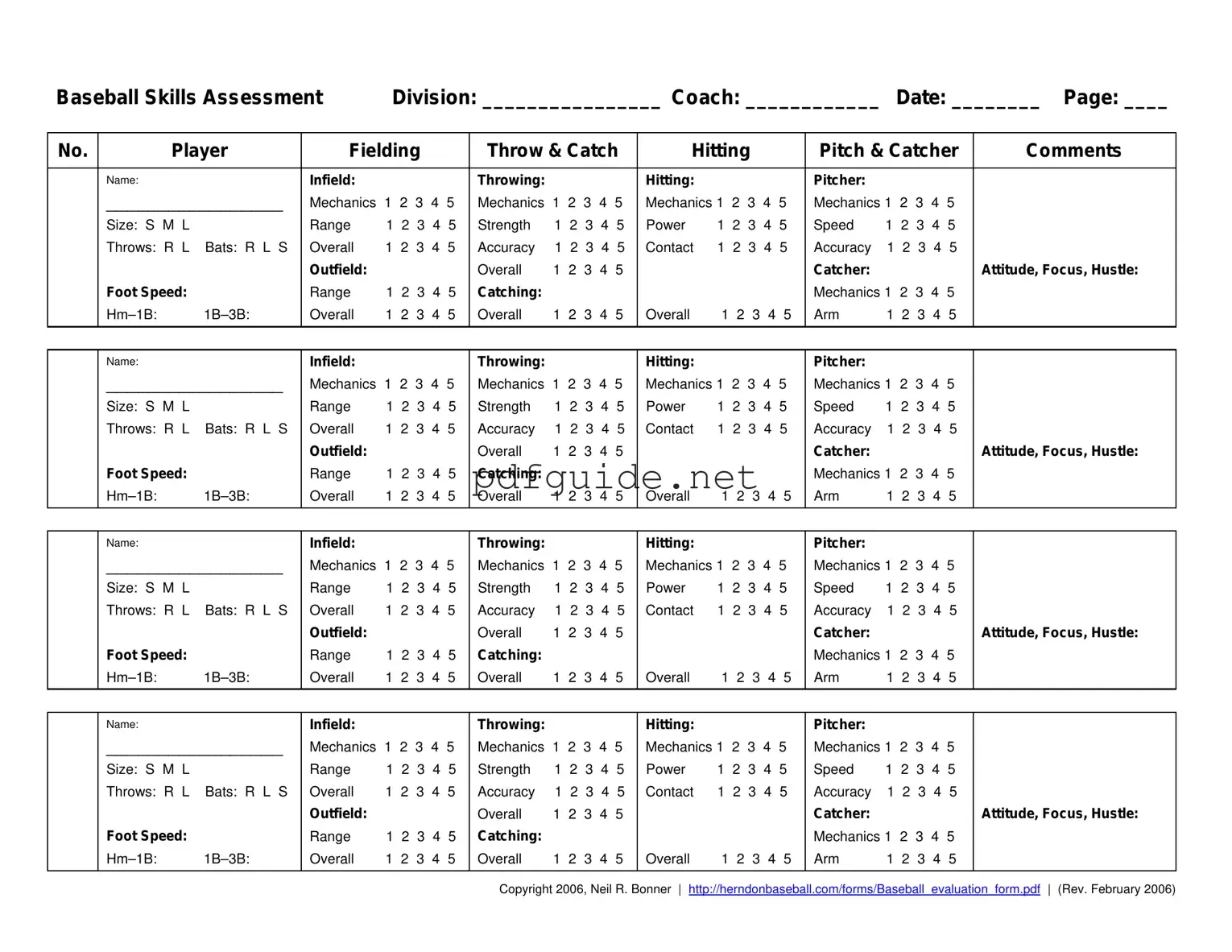 Fill Out a Valid Baseball Assessment Form