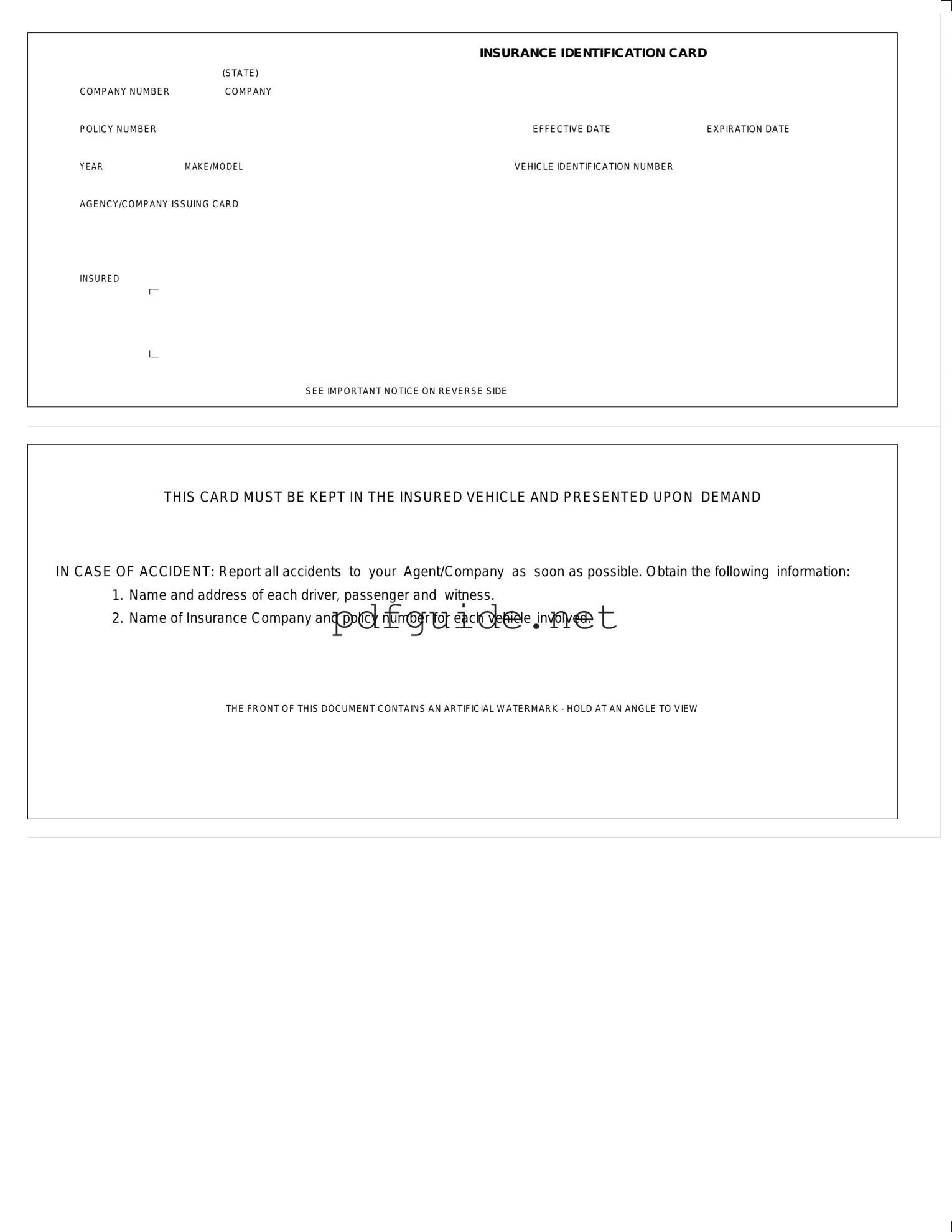 Fill Out a Valid Auto Insurance Card Form