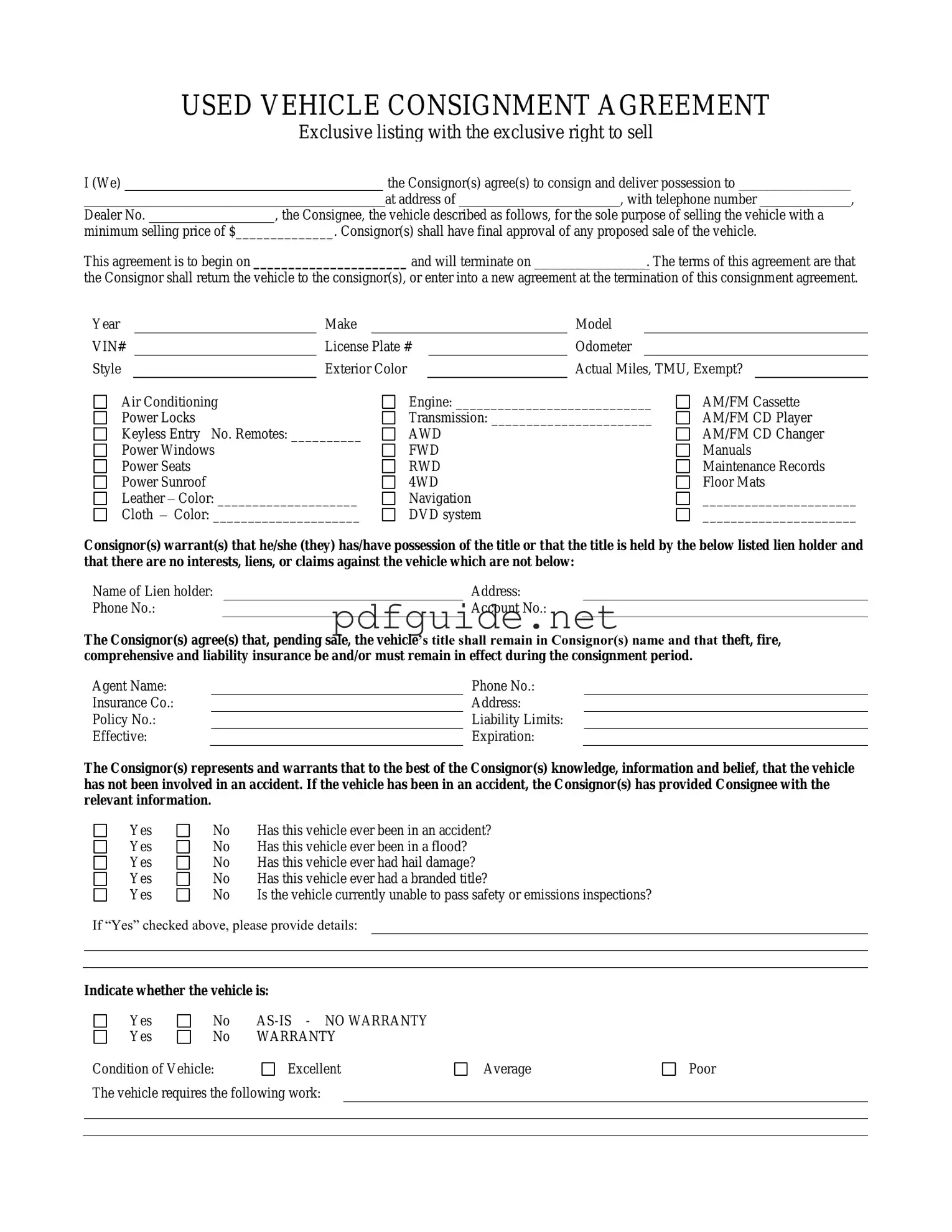 Fill Out a Valid Car Consignment Form