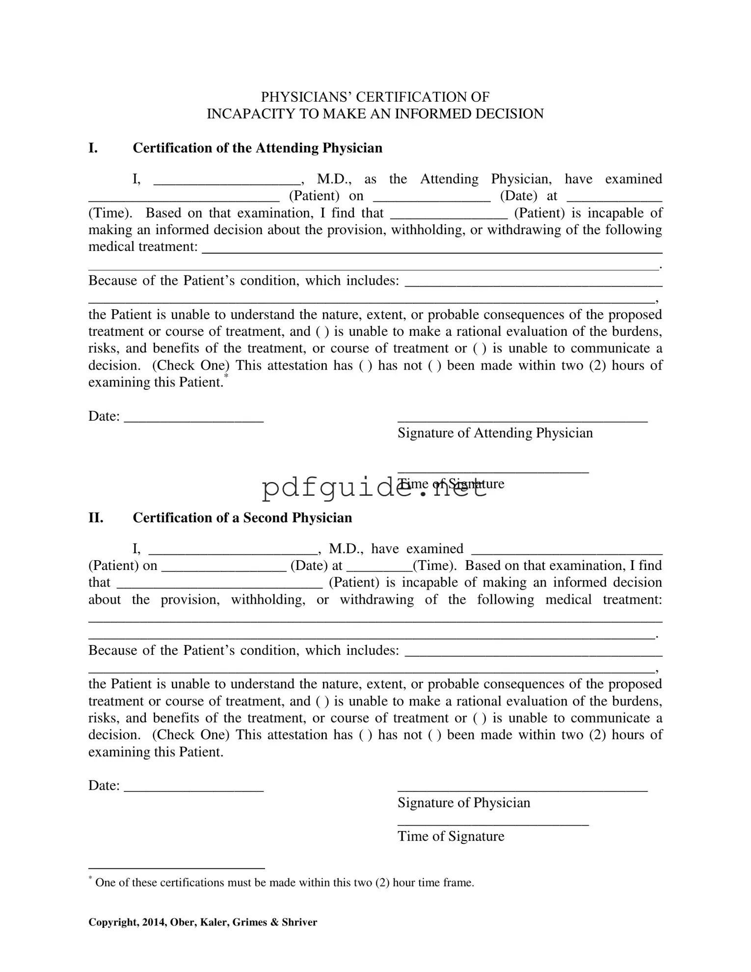 Fill Out a Valid Certification Of Incapacity Form