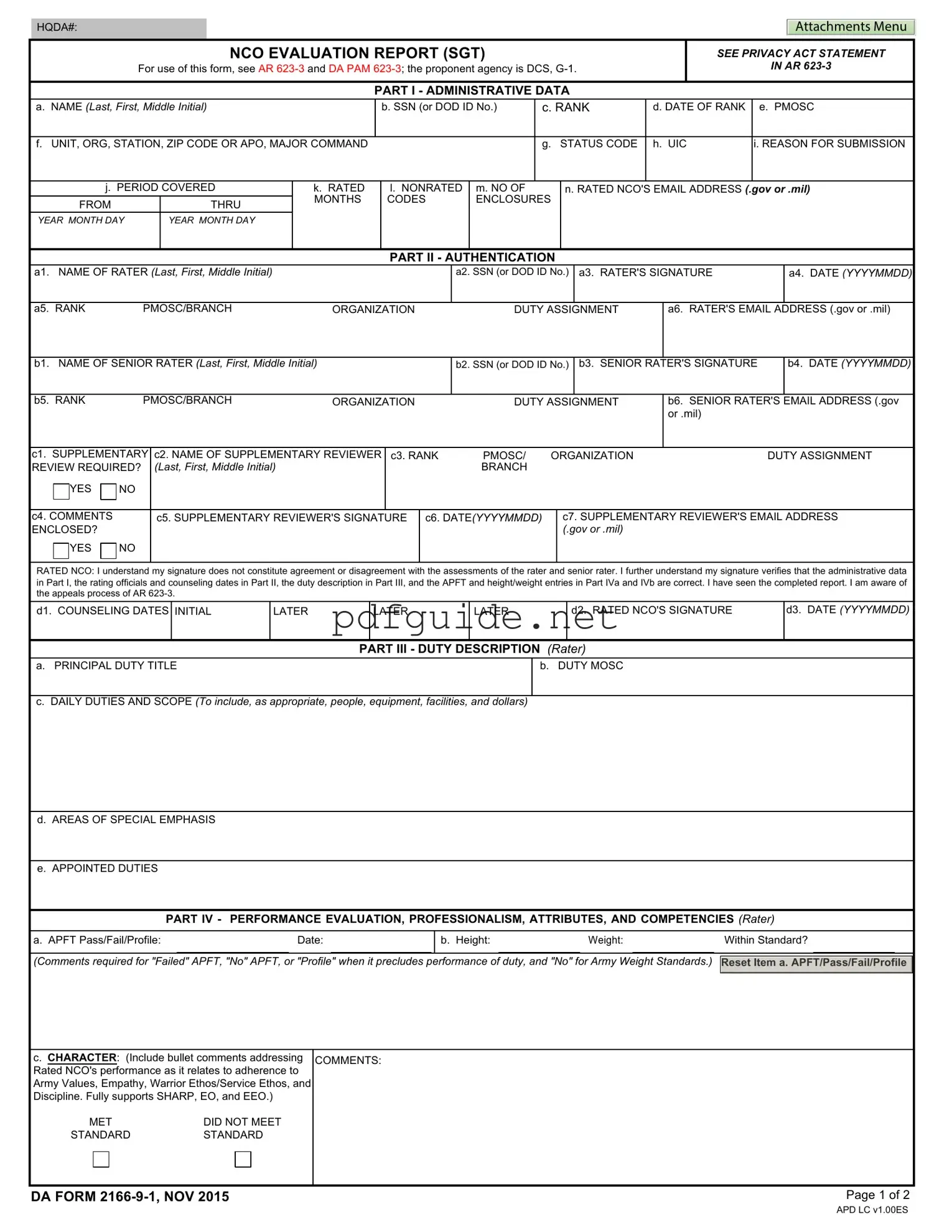 Fill Out a Valid Da 2166 9 1 Form