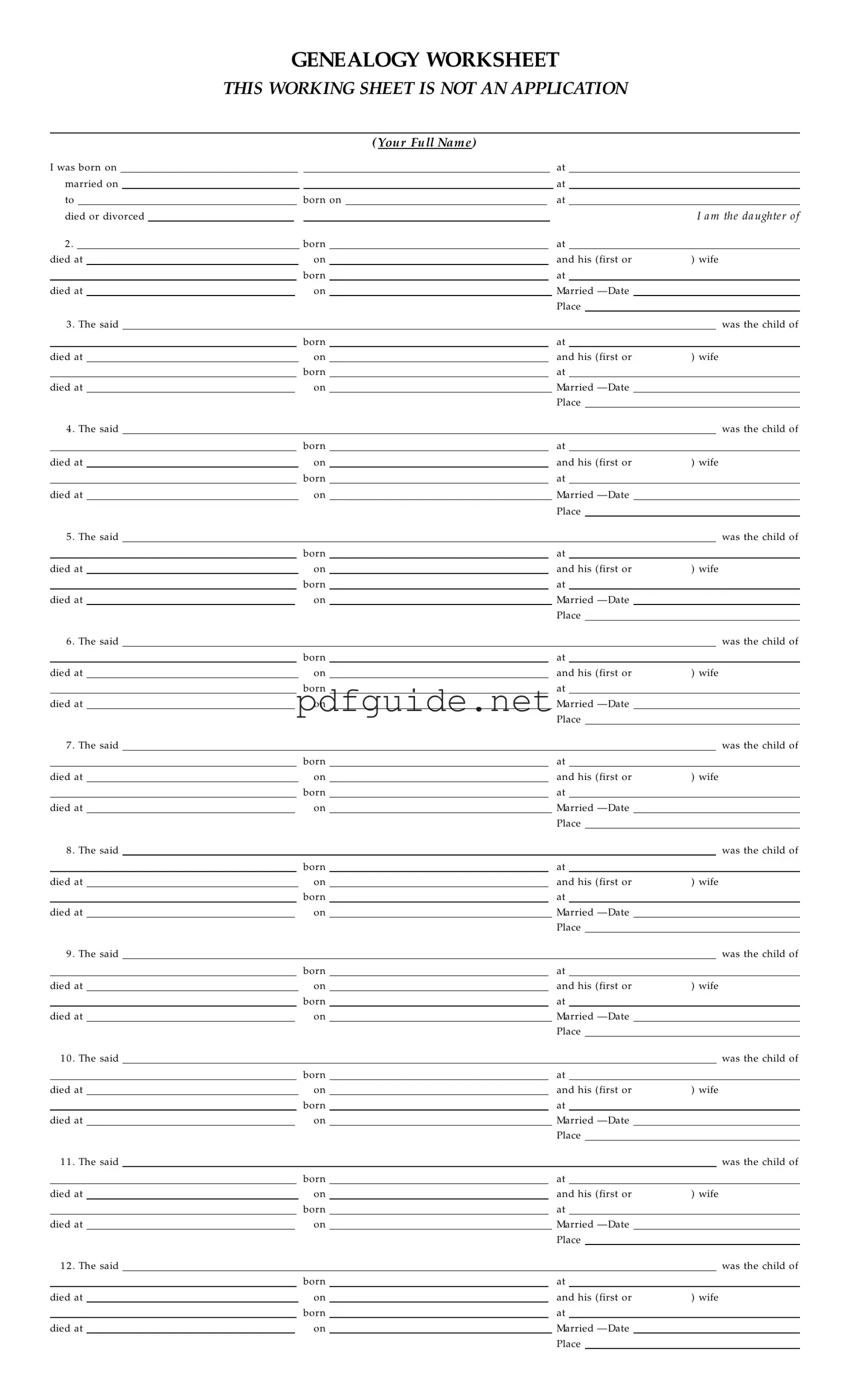 Fill Out a Valid Dar Genealogy Worksheet Form