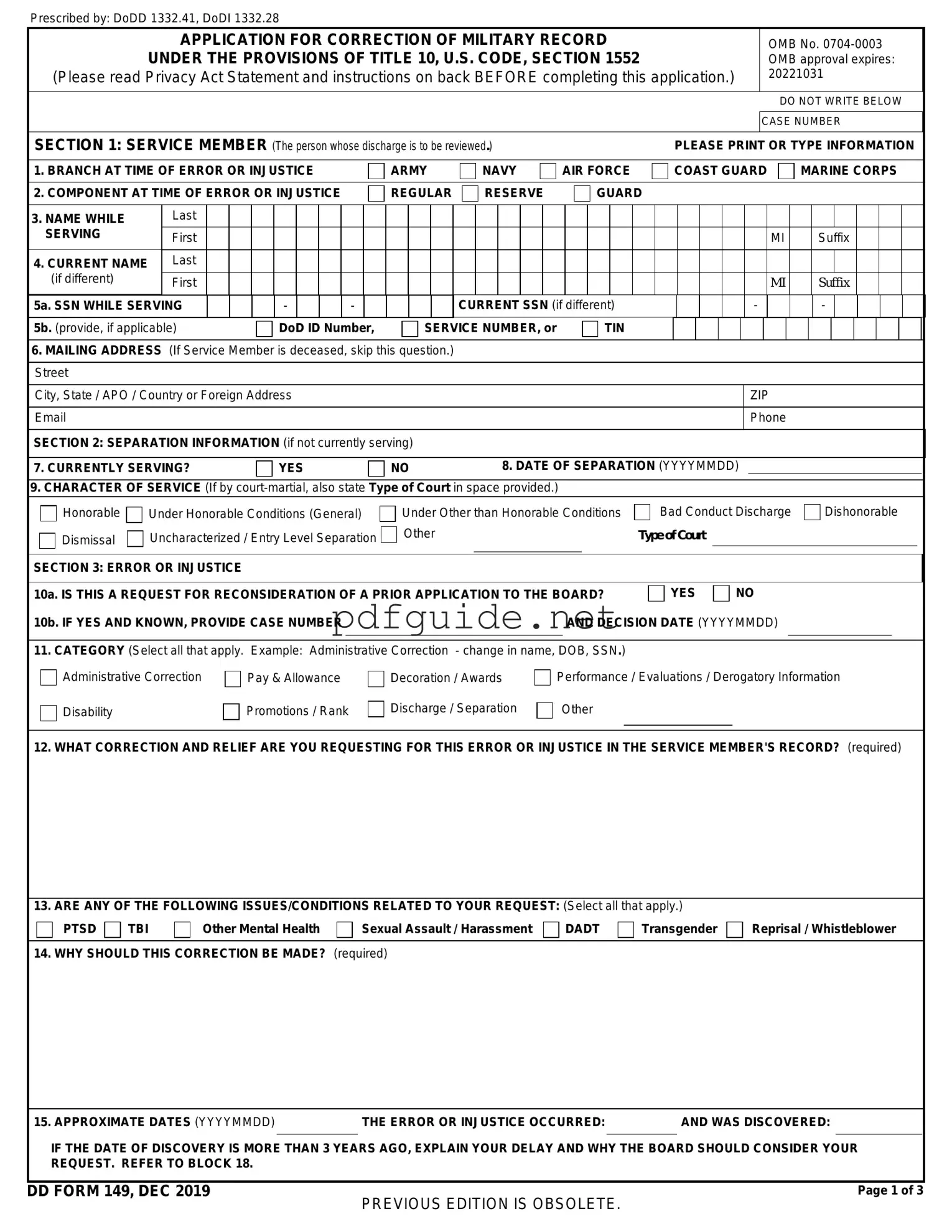 Fill Out a Valid DD 149 Form