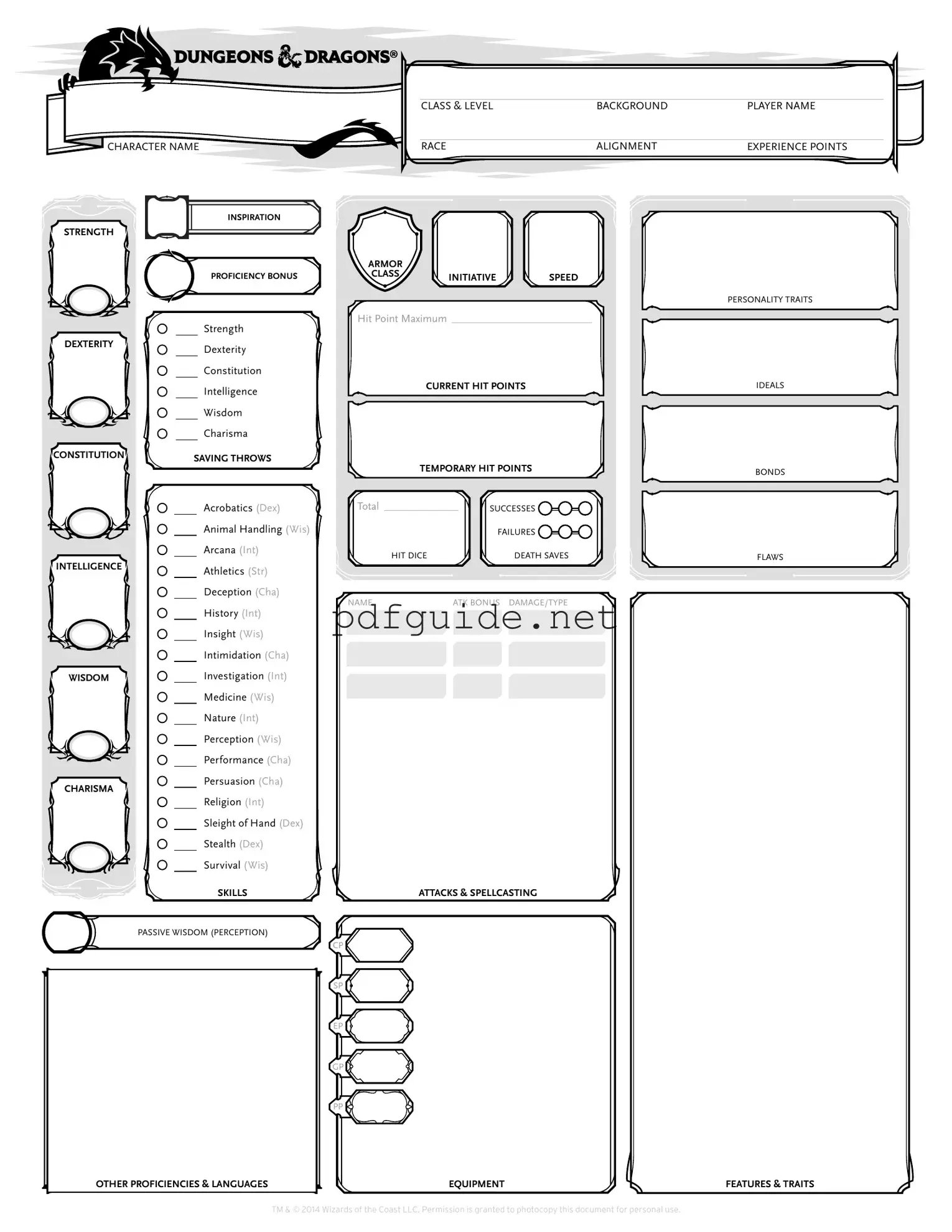 Fill Out a Valid Dnd Character Sheet Form