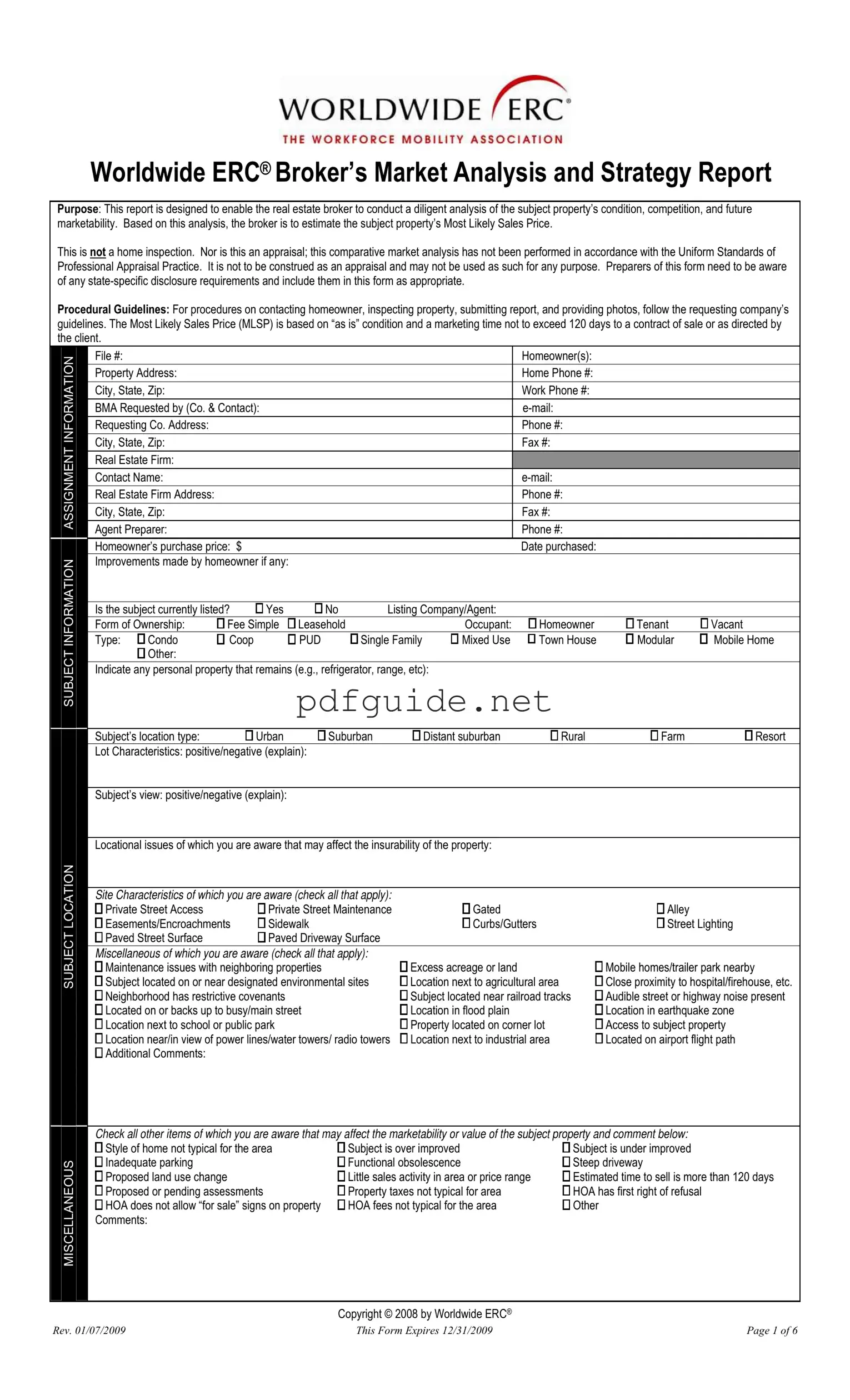 Fill Out a Valid Erc Broker Market Analysis Form