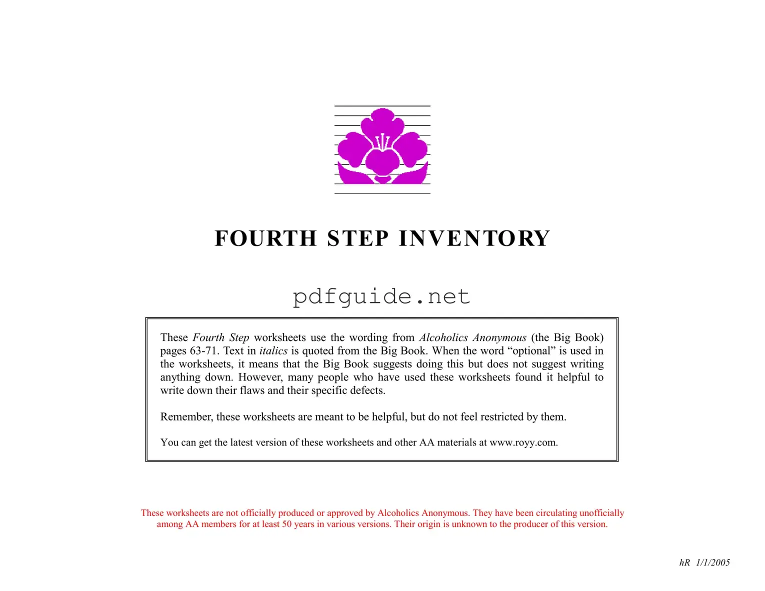 Fill Out a Valid Fourth Step Inventory Form