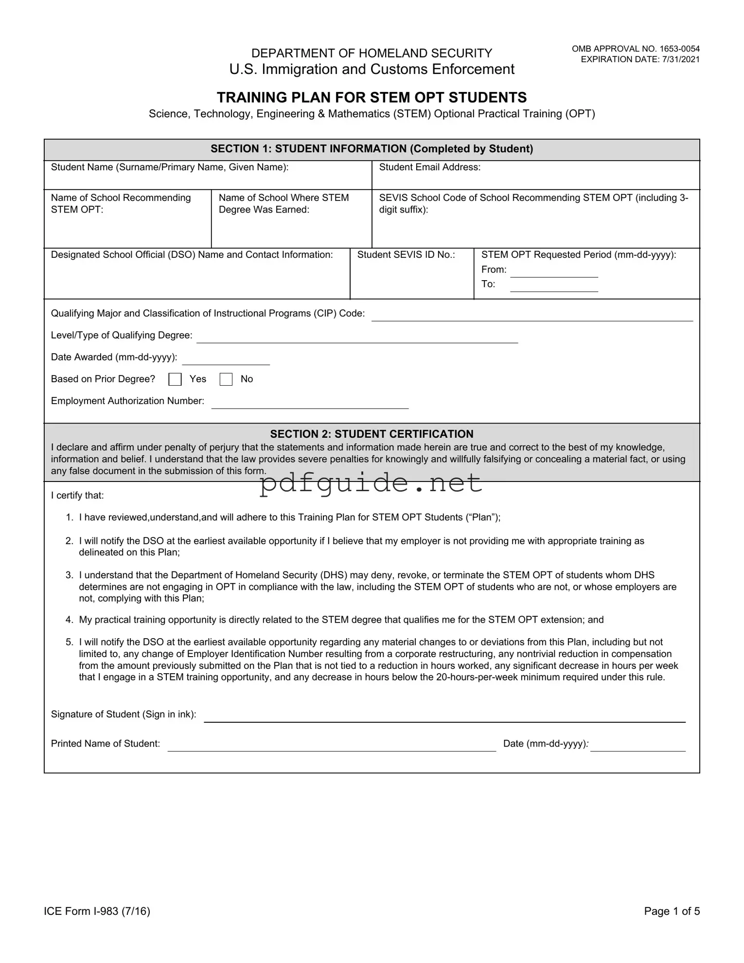 Fill Out a Valid ICE I-983 Form