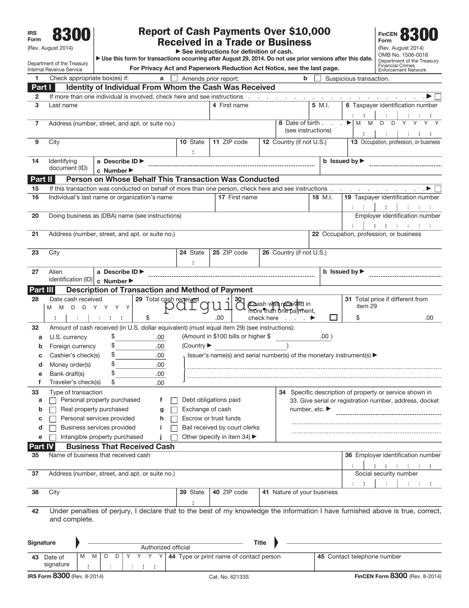 Fill Out a Valid IRS 8300 Form