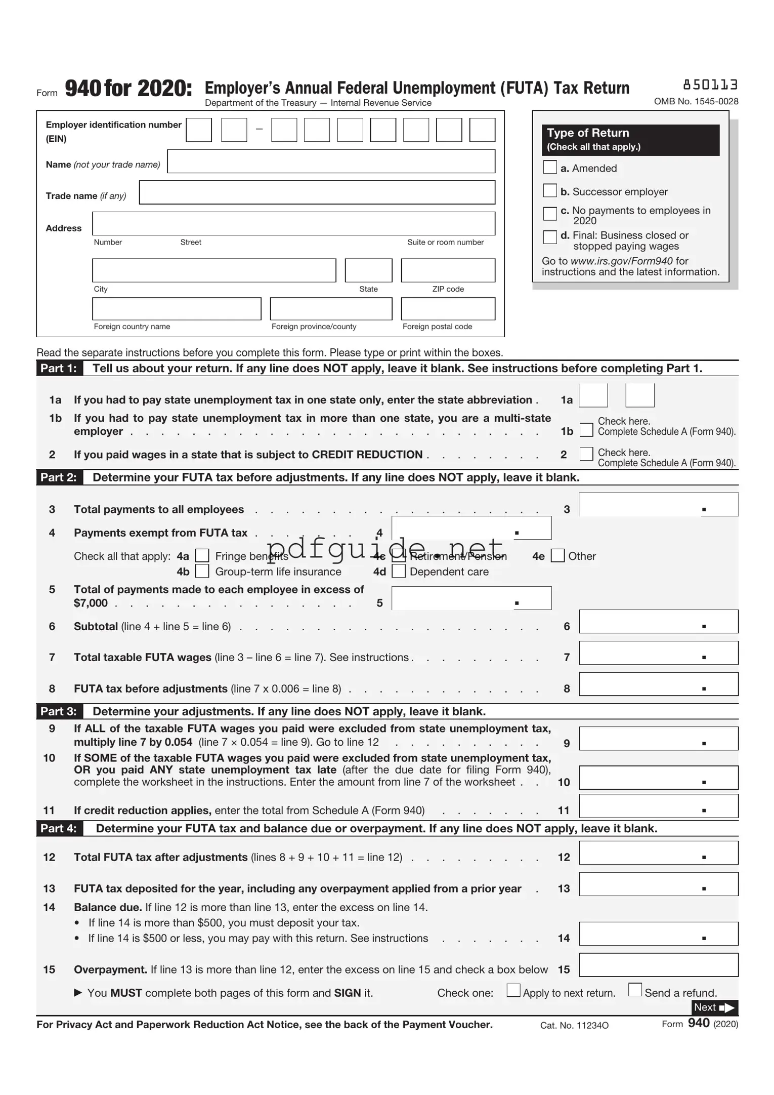 Fill Out a Valid IRS 940 Form