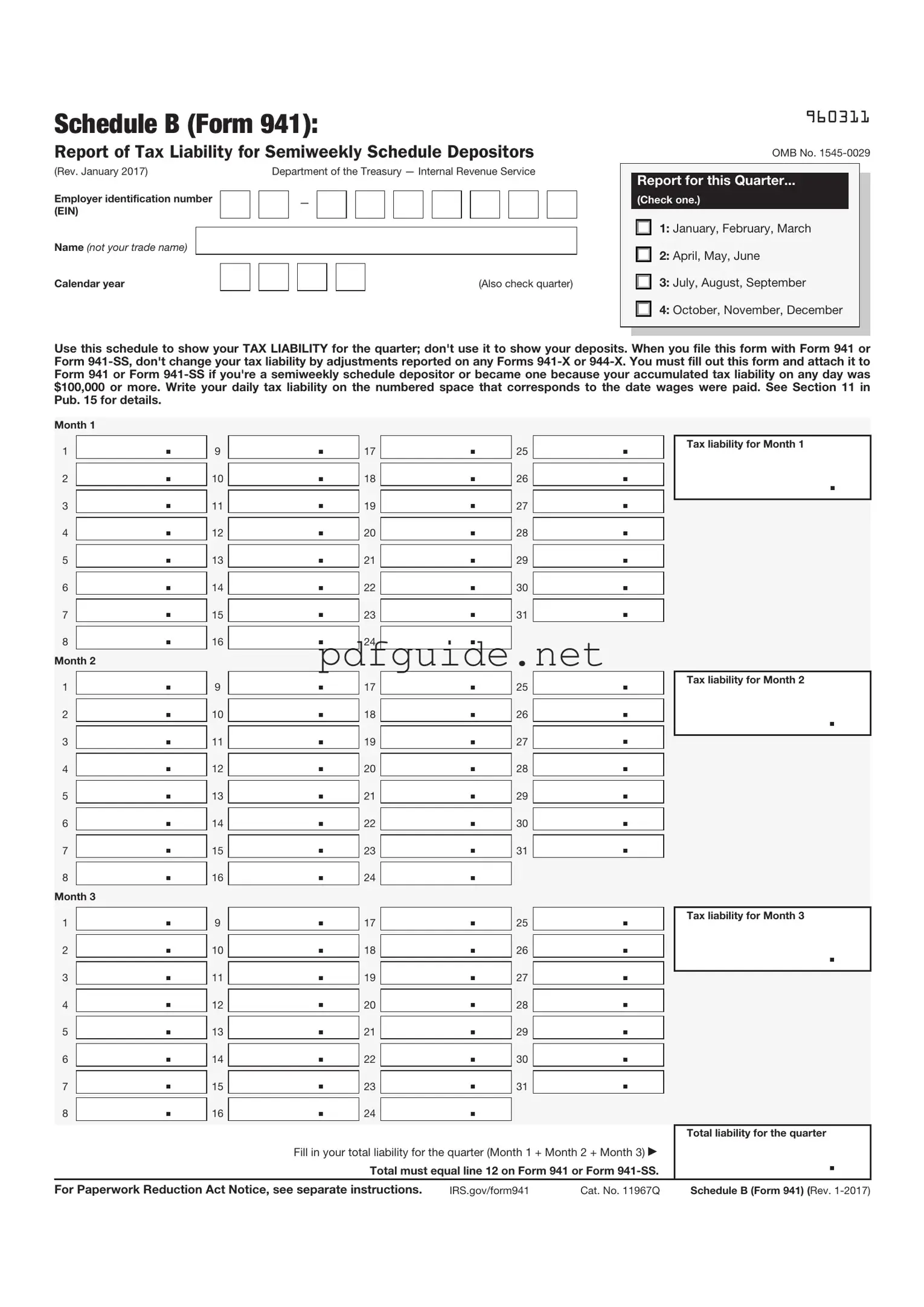 Fill Out a Valid IRS Schedule B 941 Form