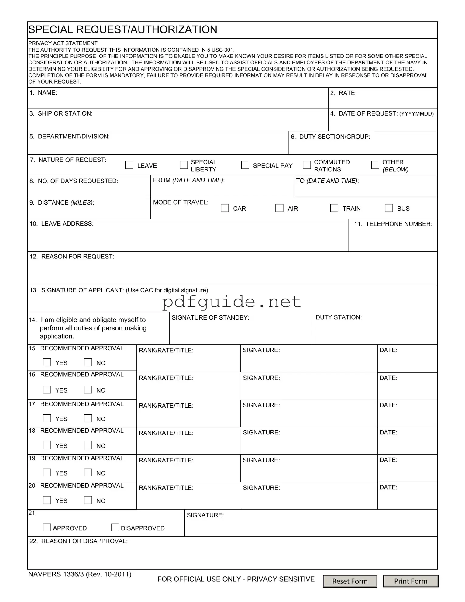 Fill Out a Valid Navpers 1336 3 Form