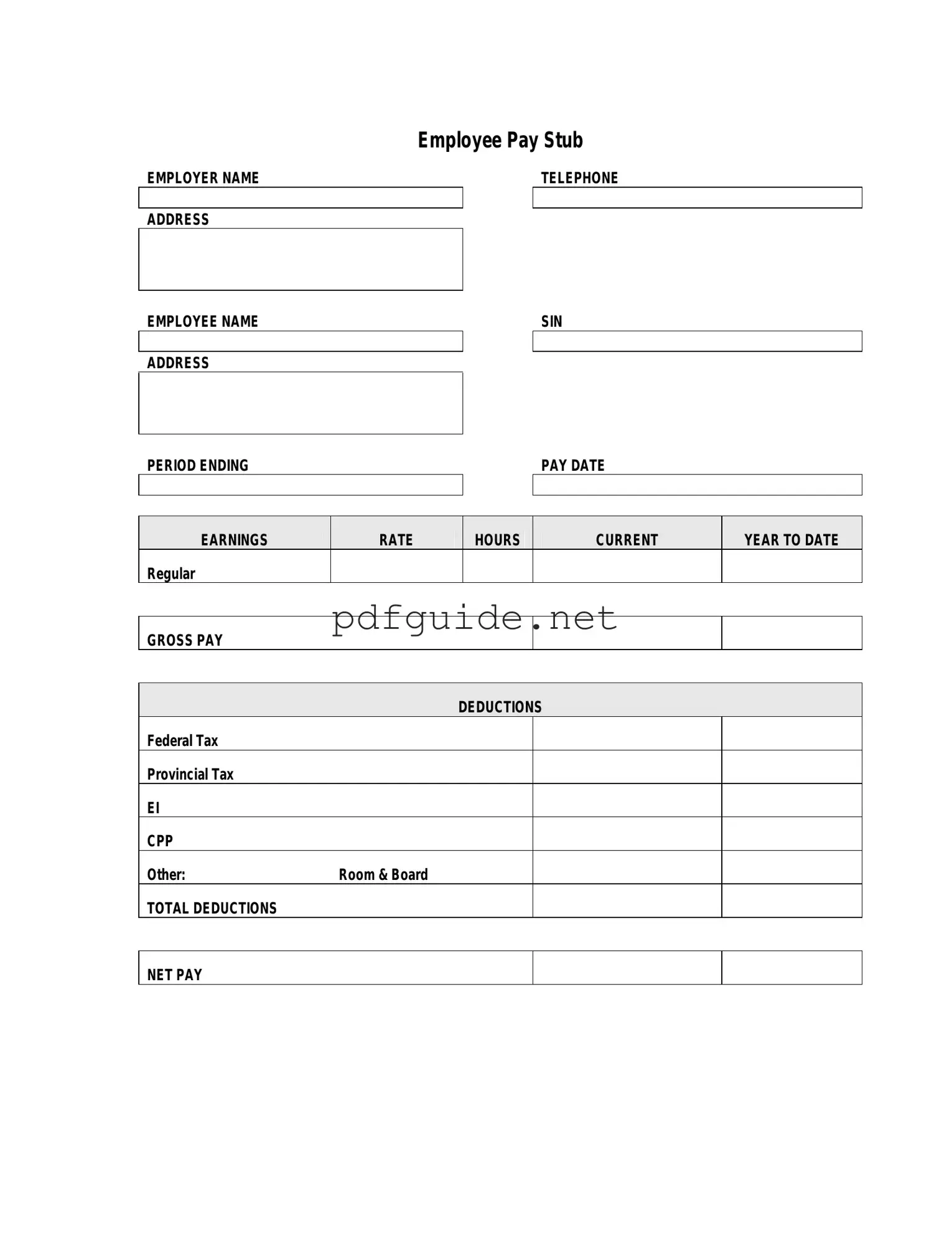 Fill Out a Valid Pay Stub Form