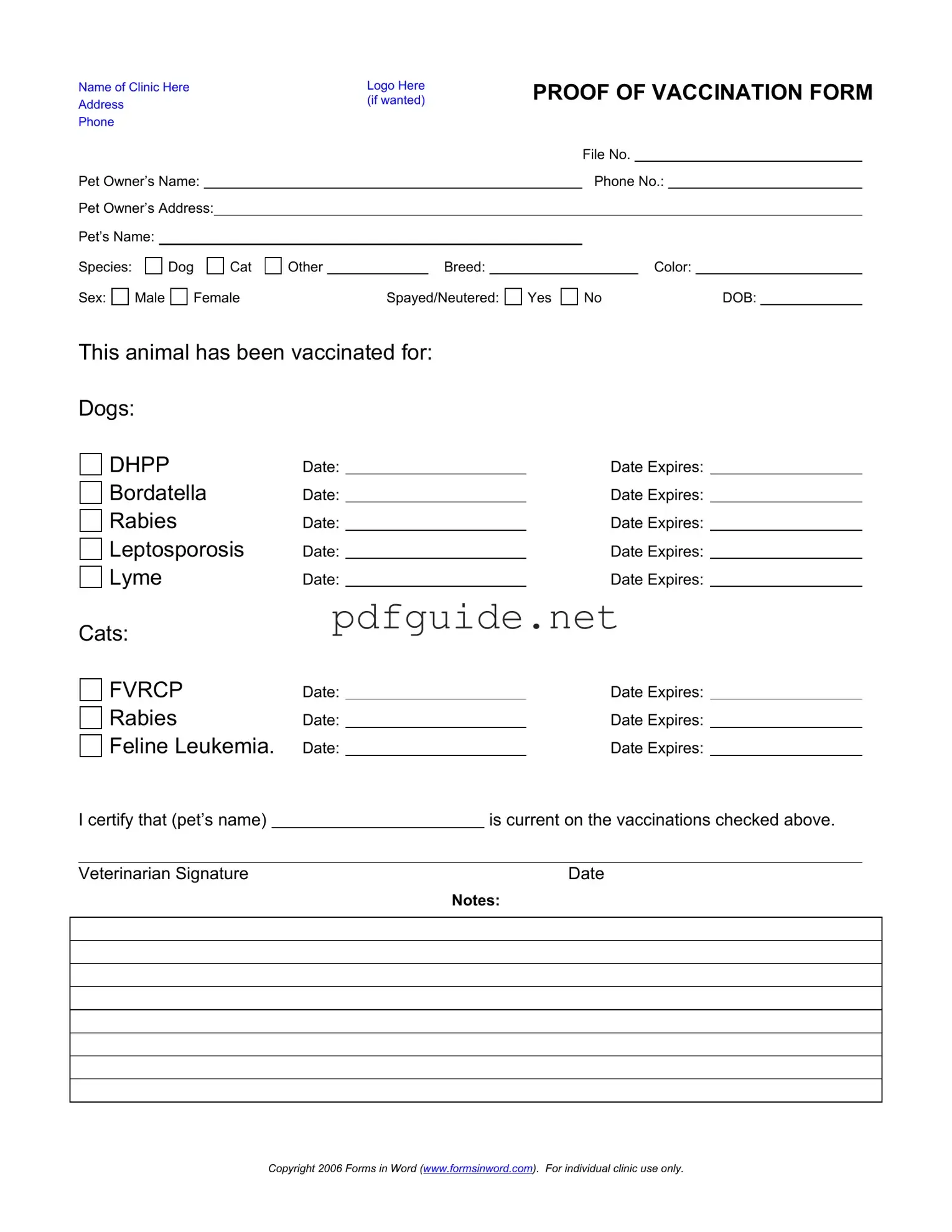 Fill Out a Valid Proof Of Vaccination Dog Form