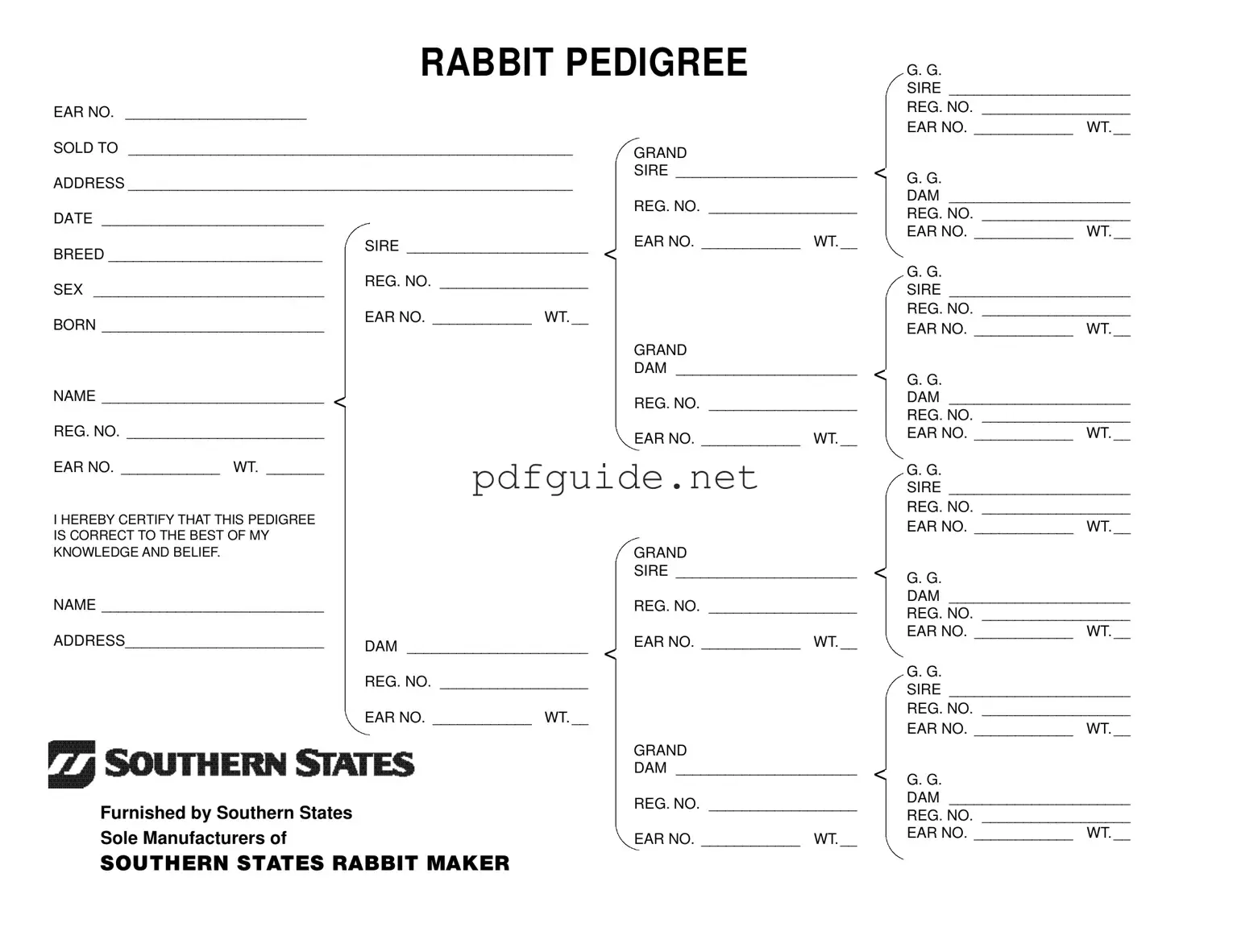 Fill Out a Valid Rabbit Pedigree Form