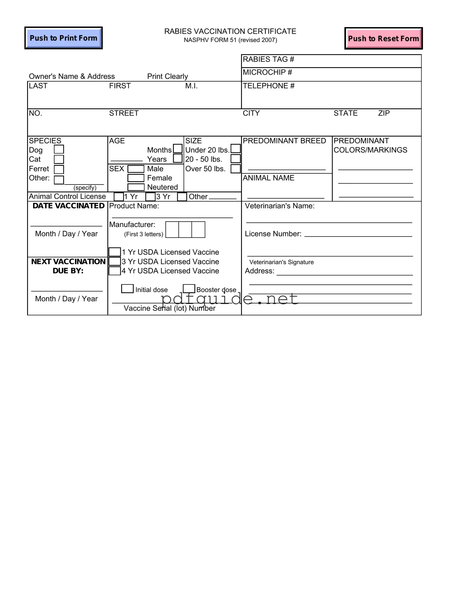 Fill Out a Valid Rabies Certificate Form