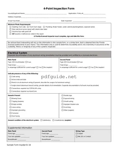 Fill Out a Valid 4 Point Inspection Form