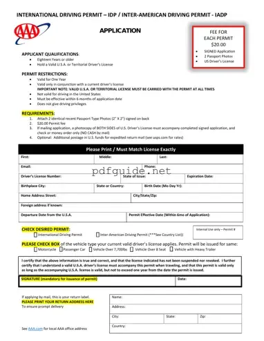 Fill Out a Valid Aaa International Driving Permit Application Form
