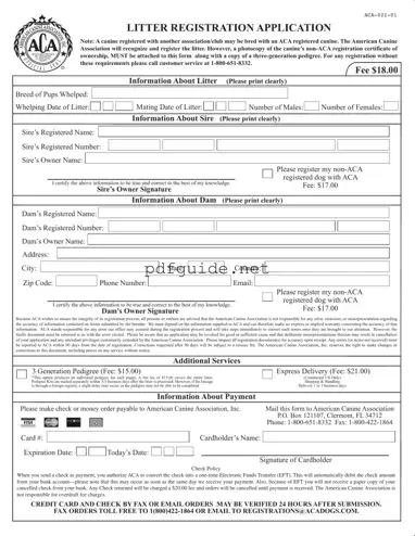 Fill Out a Valid Aca Litter Registration Form