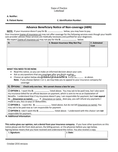 Fill Out a Valid Advance Beneficiary Notice of Non-coverage Form
