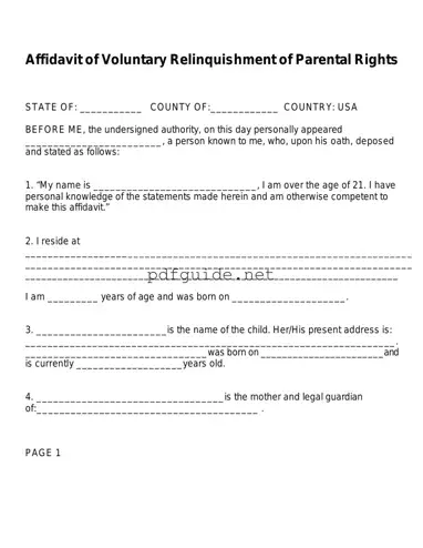 Fill Out a Valid Affidavit Parental Rights Form