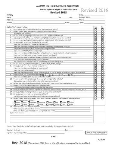 Fill Out a Valid Alabama High School Physical Form