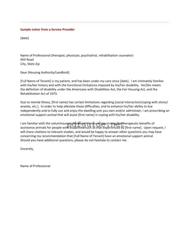 Fill Out a Valid Emotional Support Animal Letter Form