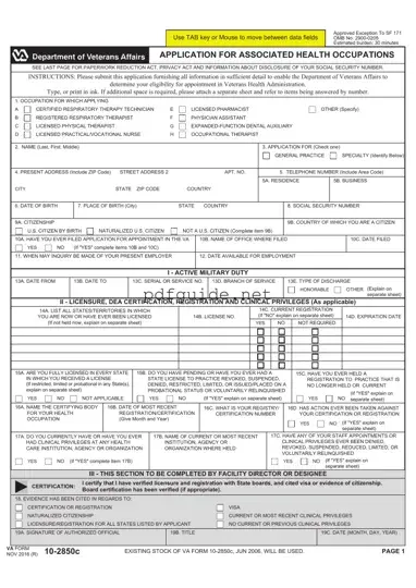 Fill Out a Valid VA 10-2850c Form