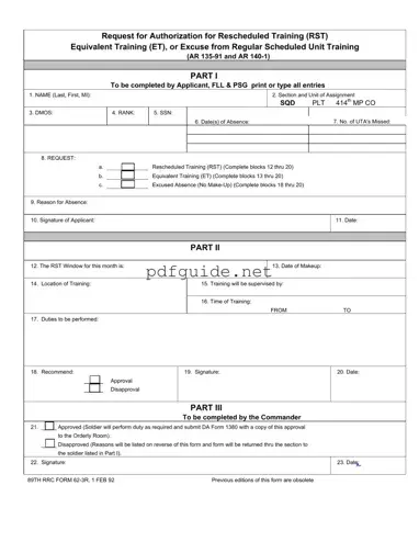 Fill Out a Valid Rst Army Form