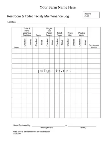 Fill Out a Valid Bathroom Cleaning Log Sheet Form