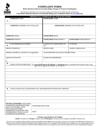 Fill Out a Valid Bbb Complaint Form