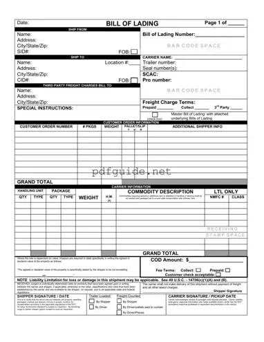Fill Out a Valid Bill of Lading with a Supplement Form