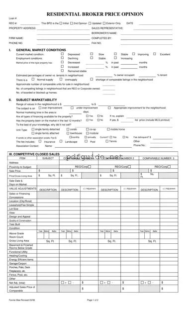 Fill Out a Valid Broker Price Opinion Form