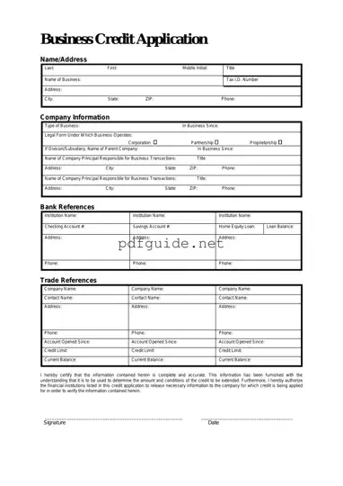 Fill Out a Valid Business Credit Application Form