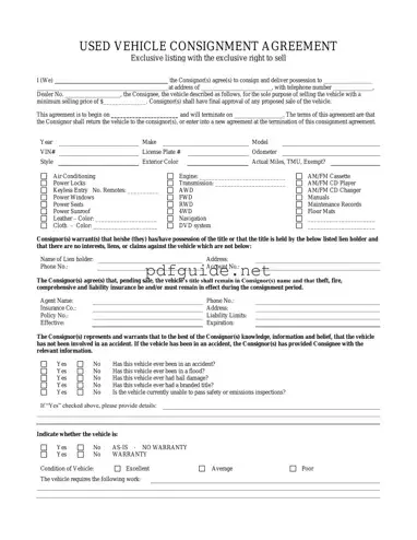 Fill Out a Valid Car Consignment Form