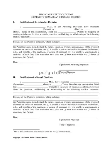 Fill Out a Valid Certification Of Incapacity Form