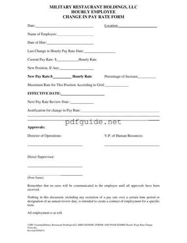 Fill Out a Valid Change Pay Rate Form