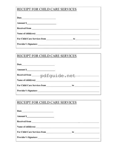 Fill Out a Valid Childcare Receipt Form