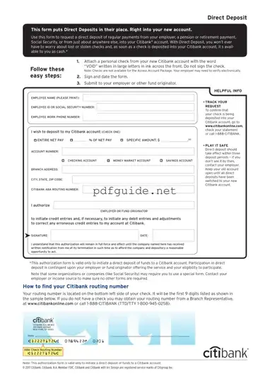 Fill Out a Valid Citibank Direct Deposit Form