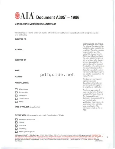 Fill Out a Valid AIA A305 Form