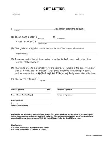 Fill Out a Valid Gift Letter Form