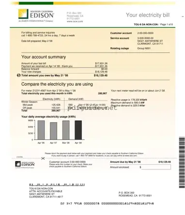 Fill Out a Valid Edison Electricity Bill Form