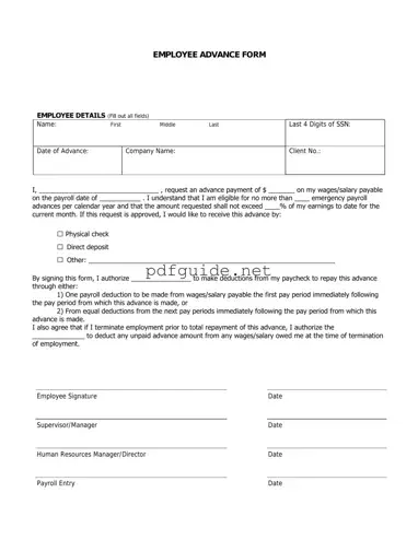 Fill Out a Valid Employee Advance Form