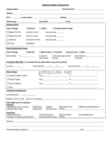 Fill Out a Valid Employee Status Change Form