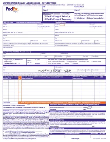 Fill Out a Valid Fedex Bill Of Lading Form