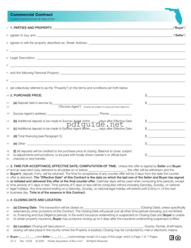 Fill Out a Valid Florida Commercial Contract Form