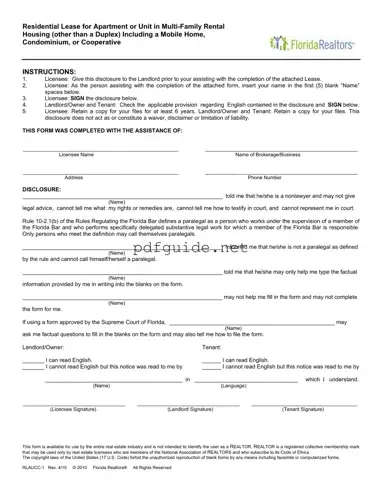 Fill Out a Valid Florida Realtors Residential Lease Form