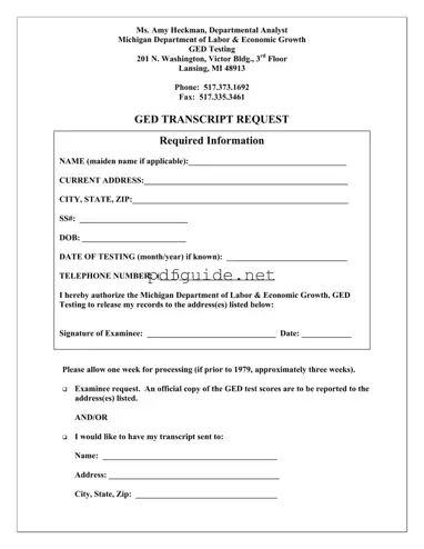 Fill Out a Valid Michigan Ged Transcript Request Form