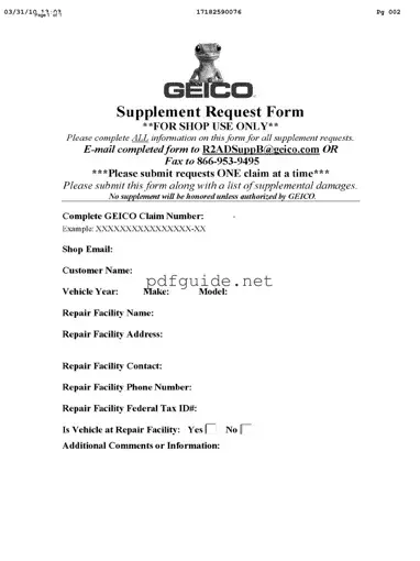 Fill Out a Valid Geico Supplement Request Form